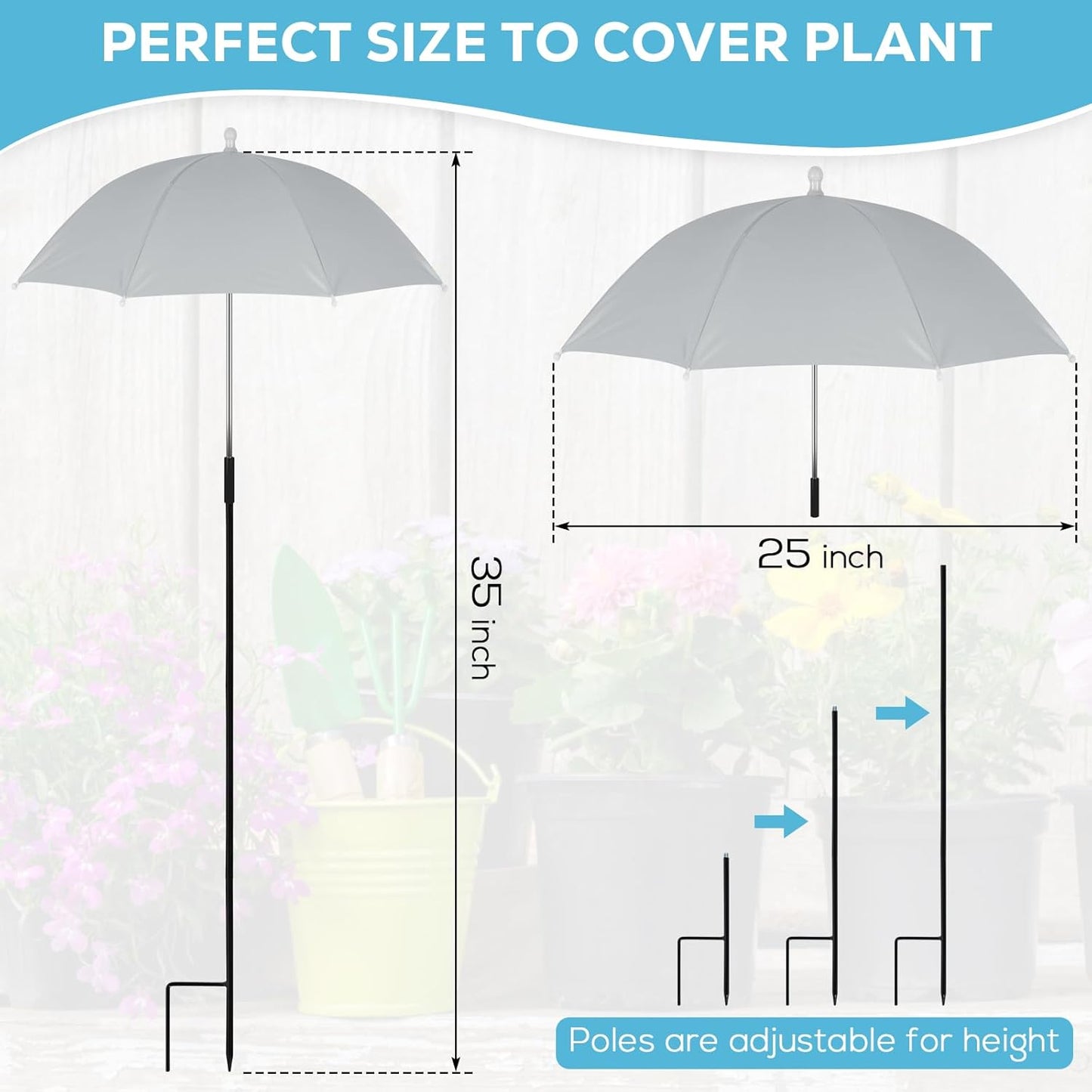 Plant Umbrellas Shades for Outdoor Plants, 3 Pcs Plant Shade Umbrella UV Resistant Sun Protection Cloth with Windproof Base Prevents Sunburn Damage for Potted Plants, Garden Beds, Patio Flowers, Fruit