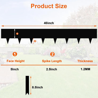 40" L X 7.5H Steel Landscape Edging, Heavy Duty Galvanized Steel Garden Edging,10 Pack Garden Edging Border for Lawn, Flower Bed, Yard (Black