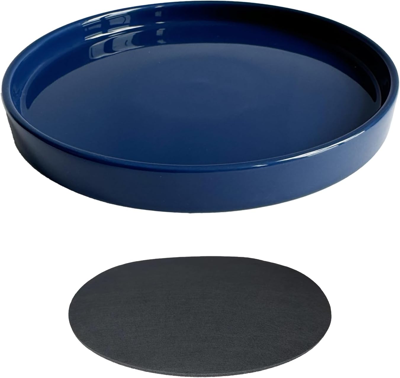 Ceramic Plant Saucer Pot Tray 12 Inch, Planter Saucers 4 5 6 7 8 9 10 11 12 Inch for Indoors Outdoor, Durable Sturdy Flower Drainage Tray for Glazed Pots Base (12.5 Inch-Blue)