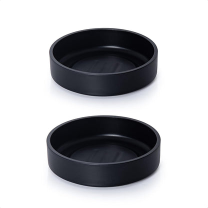 Phoenix Vine 6 Inch Plastic Plant Saucer Water Drip Tray, Heavy Sturdy Round Plant Drainage Tray for Indoors Outdoor, Set of 2, Matte Black, 21-TY-6B-2