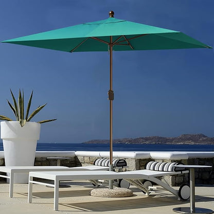 EliteShade USA 10-Year-Non-Fading 6.5x10Ft Rectangular Market Umbrella Patio Umbrella Outdoor Table Umbrella with Ventilation, Teal