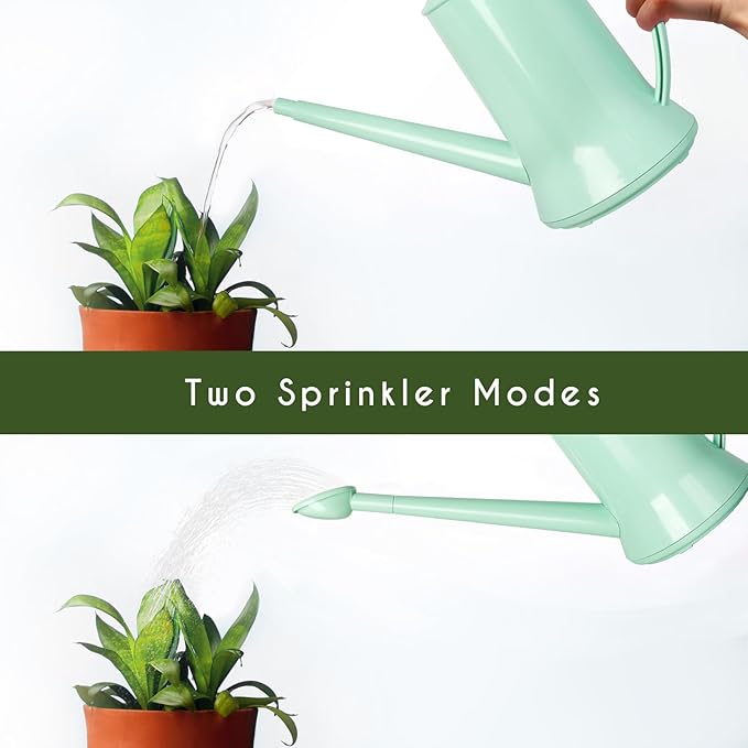 XXXFLOWER 1/2 Gallon Small Indoor Plant Watering Can, 2L Long Spout Removable Nozzle Flower Watering Pot for Office House Indoor Garden（Green, 67 oz）