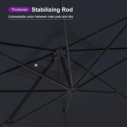 PURPLE LEAF 9' X 12' Rectangle Patio Umbrella Large Cantilever Outdoor Aluminum Offset Umbrella with 360-degree Rotation for Garden Deck Backyard Pool, Grey