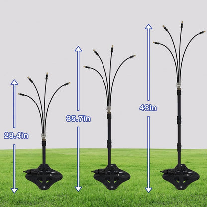 UR FOREST Updated Standing Misting Cooling System 26.2FT (8M) Misting Line + 4 Brass Misting Nozzles,2 Height Option, Stand Mister Hose for Outside Outdoor Patio, Pet Cooling, Kids Water Playing-BLACK