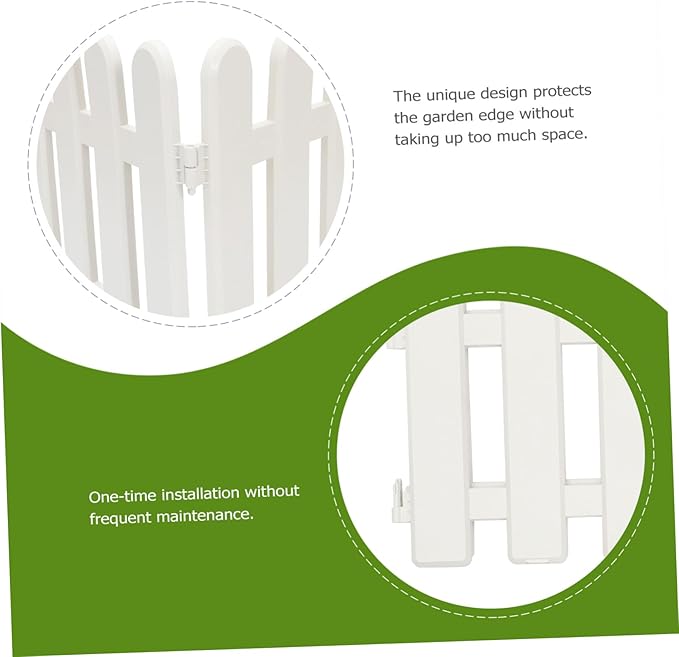 2pcs White Garden Decorative Fence with Ground Plugs Weather-Resistant Courtyard Picket Fence for Kindergarten Christmas Tree Decoration Outdoor Landscape Border