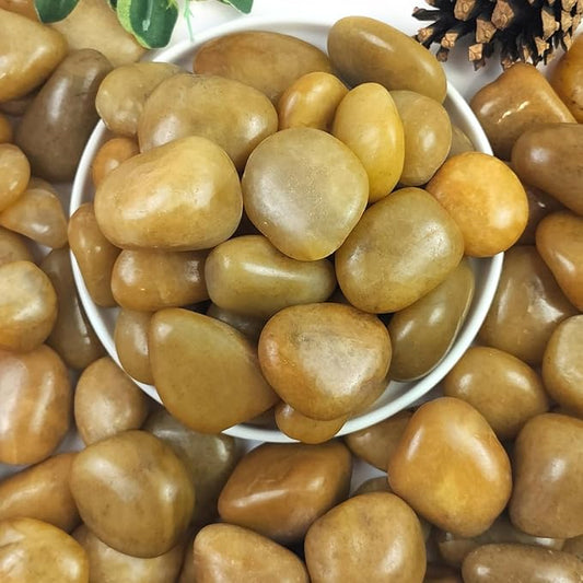 10lbs Yellow River Rocks, 1-2 Inch Natural Pebbles for Indoor Plants, High Polished Decorative Stones Vase Filler Fish Tank Aquariums Landscaping Garden