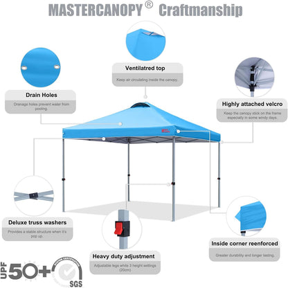 MASTERCANOPY Durable Pop-up Canopy Tent with Roller Bag (10x10, Sky Blue)