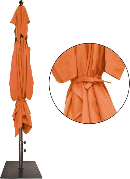 EliteShade USA 10-Year-Non-Fading 6.5x10Ft Rectangular Market Umbrella Patio Umbrella Outdoor Table Umbrella with Ventilation（Rust）