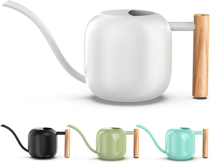 Green Moon Water Can Indoor Plant White 1.2L/41oz with Long Spout Small Water Can Metal Watering Can Pot for Indoor House Plant Bonsai Outdoor Garden Flowers Decorative