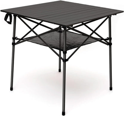 SUNNYFEEL Outdoor Folding Table | Lightweight Compact Aluminum Camping Table, Roll Up Top 4 People Portable Camp Square Tables with Carry Bag for Picnic/Cooking/Beach/Travel/BBQ