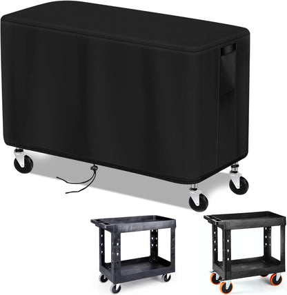 Outdoor Prep Table Cover, Plastic Utility Cart Cover for ELAFROS 550 lbs - 2 Tier Service Cart Waterproof Grill Carts Covers Rolling Tool Box Covering - 36" L x 18" W x 31" H