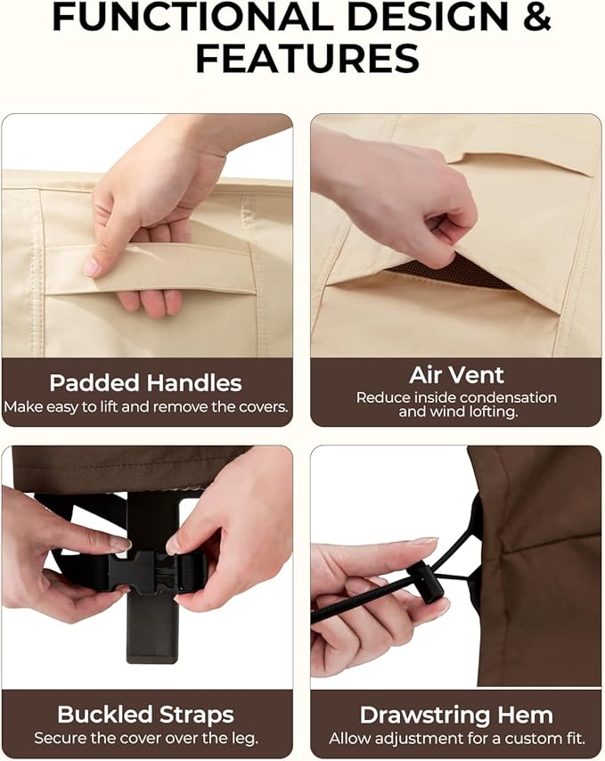 loriano 2-Seater Patio Sofa Cover, 100% Waterproof for Outdoor Loveseat Covers, 600D Oxford Fabric Heavy Duty Lawn Patio Furniture Covers 60" W x 40" D x 33" H