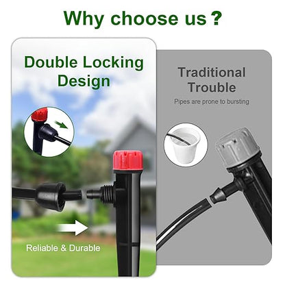 260 FT Drip Irrigation System Kit, Automatic Garden Watering System with 1/2" & 1/4" Tube for Greenhouse, Lawn, Raised Bed, Micro Misting Plant Sprinkler System, Adjustable Drip Emitters