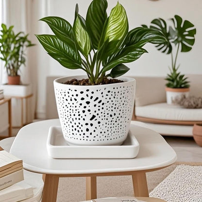 Square Plant Saucer 8 Inch 2 Pack，Plant Trays for Pots, White Ceramic Plant Saucers for Indoors Outdoors, Plant Drip Tray 4 6 8 10 12 14 Inch