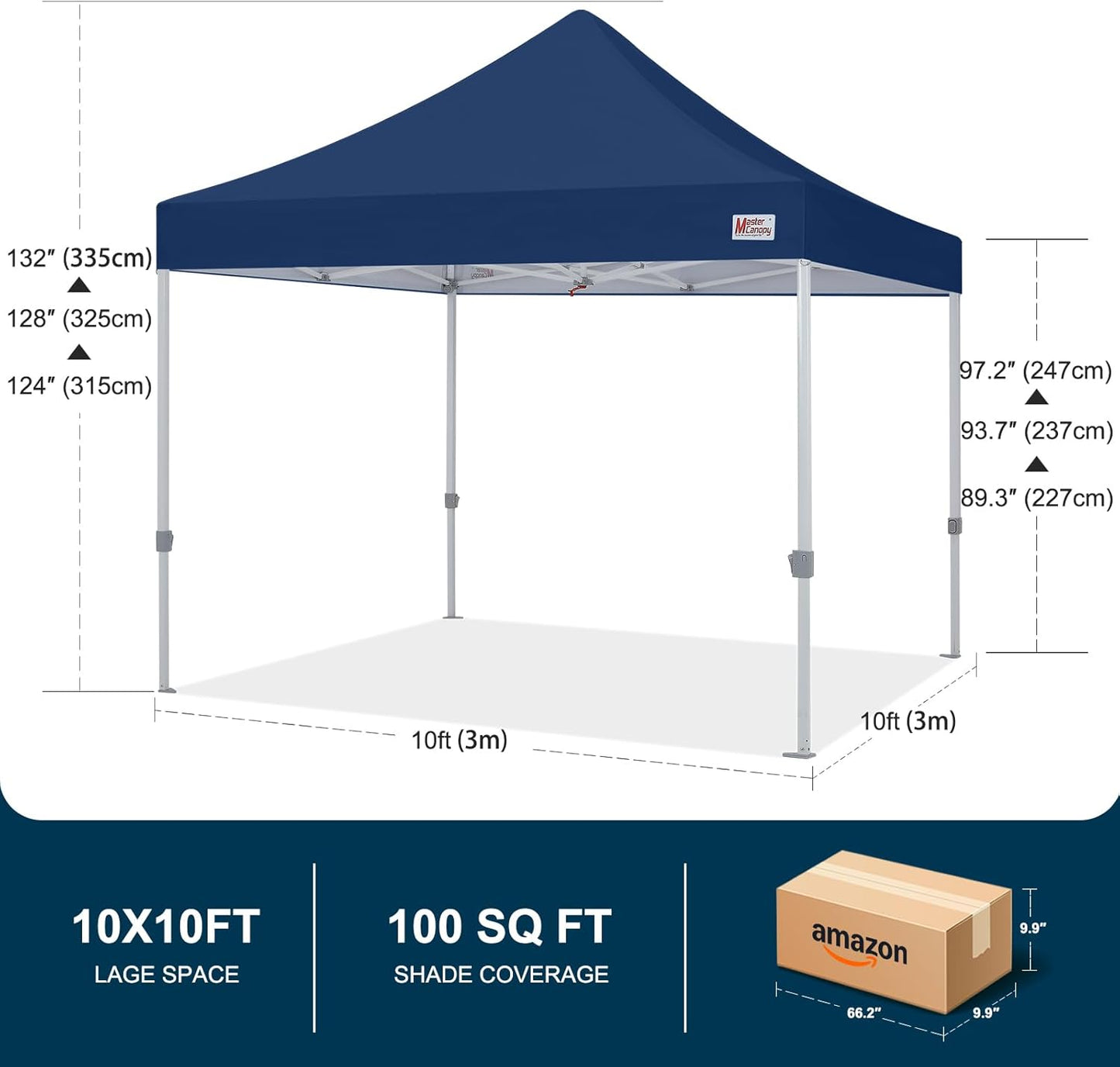 MASTERCANOPY Pop Up Canopy Tent Commercial Grade 10x10 Instant Shelter (Navy Blue)
