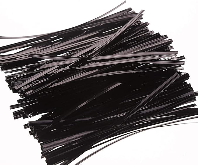 1000 Pcs Black Foil Twist Ties - Metallic Twist Ties 5 inch