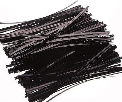 1000 Pcs Black Foil Twist Ties - Metallic Twist Ties 5 inch
