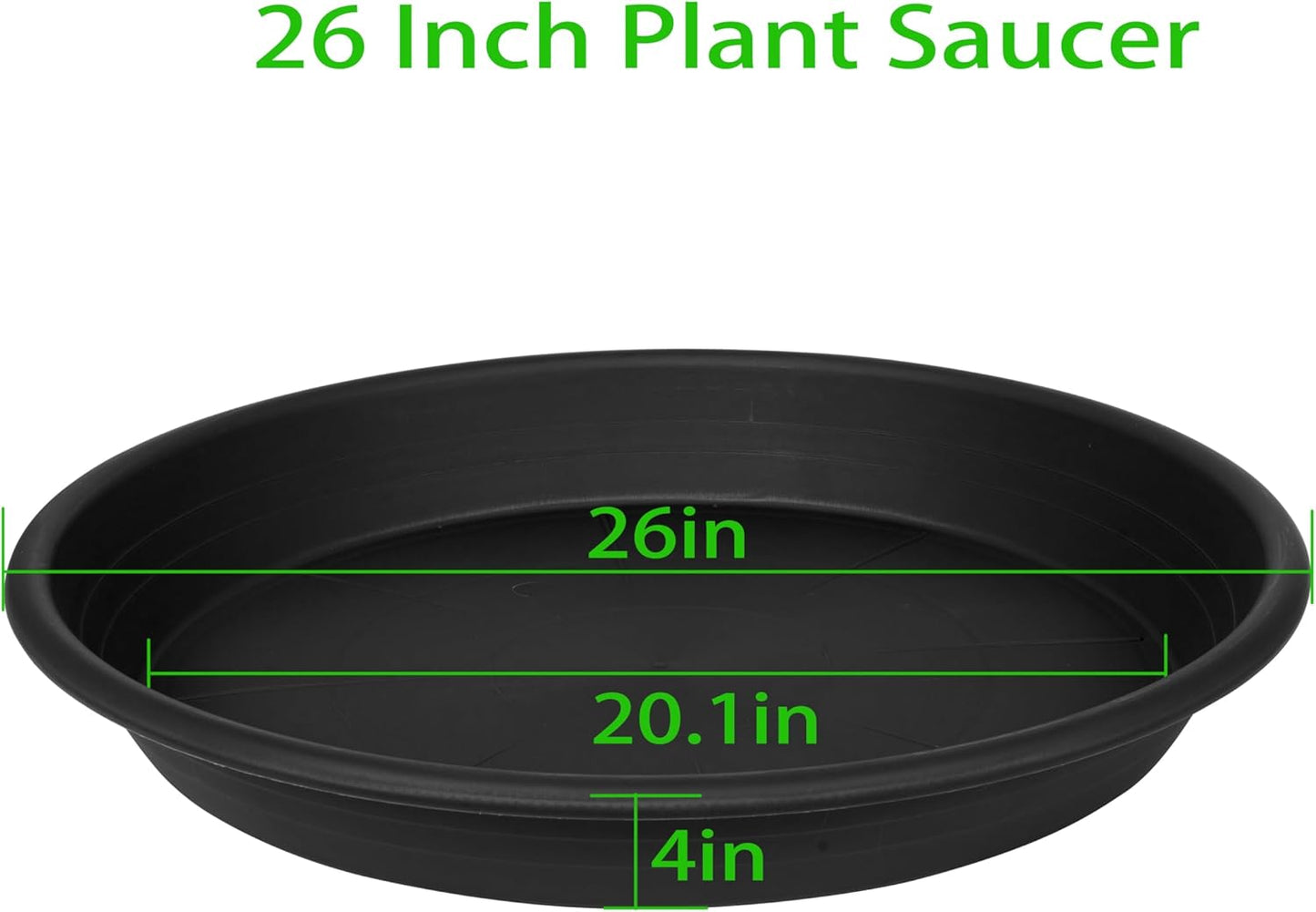 2 Pack of 25 26 inch Extra Large Plant Saucer, Extra Deep 4.2" Tray for Flower Pot, Heavy Sturdy Plant Drainage Tray for Indoors, Bird Bath Bowls, Plant Plate Water Catcher for Pots (26", Black)