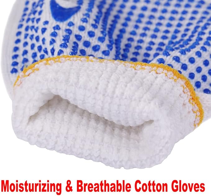 12Pairs Grip Safety Work Gloves Anti-slip Dots Bulk Gloves Moist Cotton Knit Gloves for Garage Warehouse Construction
