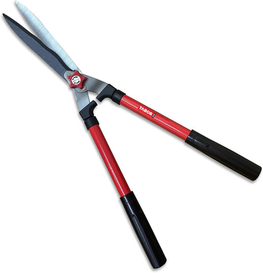 TABOR TOOLS B620A Hedge Shears with Wavy Blade for Trimming Borders, Boxwood, and Bushes, Manual Hedge Clippers with Comfort Grip Handles.