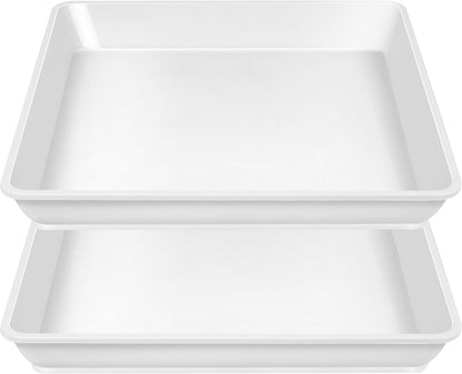 2 Pack Square Plant Saucer 20 22 Inch, Deep Plant Trays for Pots, Planters for Indoors and Outdoors Plants, Duty Plastic Plant Water Tray, Extra Large Plant Saucer (20 inch, White)