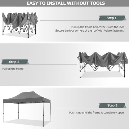 COBIZI 10x15 FT Pop up Canopy Tent,Heavy Duty Easy Up Commercial Outdoor Party Canopy Tents for Wedding Parties All Season Wind & Waterproof Gazebo with Carry Bag,Gray(Frame Thickened)