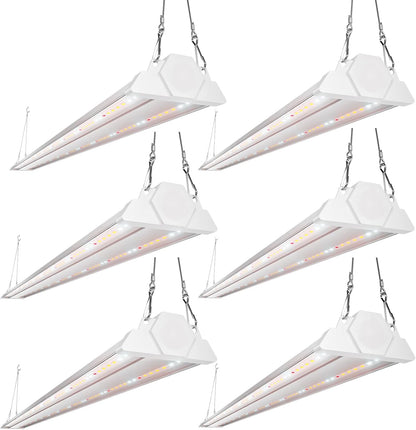FREELICHT 6 Pack 4ft LED Grow Light, 60W (350W Equivalent), Sunlike Full Spectrum Integrated Plant Light for Hydroponic Indoor Plant Succulent Seedling Veg and Flower, Plug in with On/Off Switch