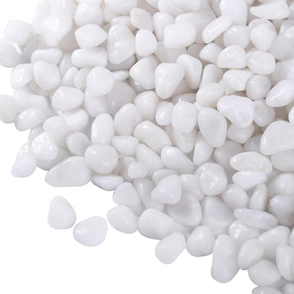 2.2 LB White Pebbles for Plants, 3/8 inch White Rocks for Vases Landscaping, Small Decorative Stones for Indoor Outdoor, Polished