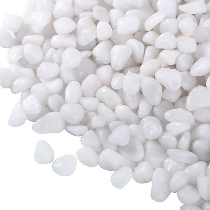 15lbs White Rocks, 3/8 Inch Small White Pebbles for Plants, Vase, Garden, Decorative Pea Gravel for Landscaping, Polished