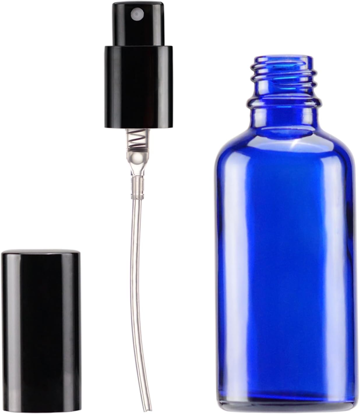 YIZHAO Blue Glass Spray Bottles 2oz, with Small Fine Mist Spray, Metal Cap, Refillable for Essential Oil,Travel,Cleaning,Perfume,Aromatherapy,Makeup – 6 Pcs