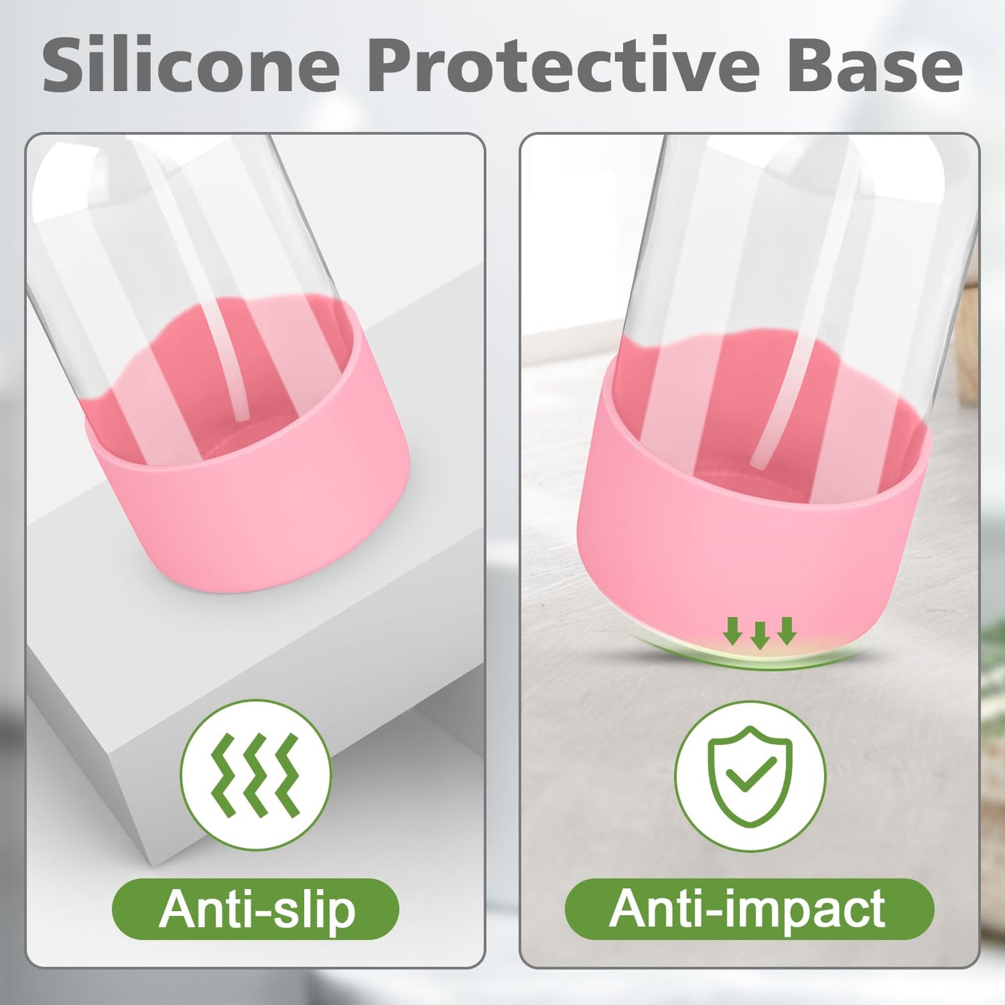 Glass Spray Bottles with Silicone Sleeve Protection, Empty 16 oz Refillable Containers, Reusable Spray Bottles with Adjustable Nozzle for Hair, Cleaning Solutions, 1 Pack Pink