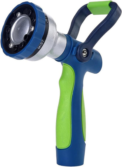 GREEN MOUNT New Patent Garden Hose Nozzle, Heavy Duty Water Nozzle, High Pressure Fireman Style Nozzle with Ergonomic Handle for Lawn and Garden Watering