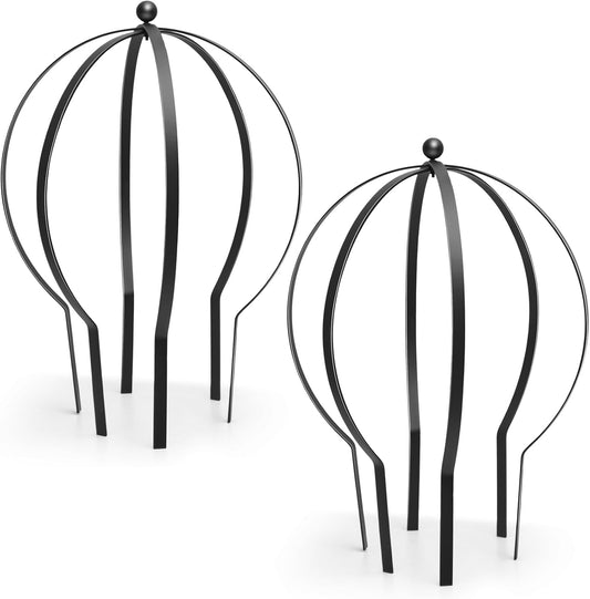 2 Pcs Black Large Metal Trellis 27" x 23" Metal Garden Spheres for Climbing Plants Vine Stem Outdoor Indoor Plant Trellis for Potted Plants Flowers Decorative Support Holder