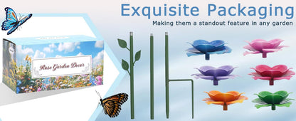 Bee Watering Station, Butterfly Feeder, Metal Bee Water Feeder with Flower Design,Elegant Outdoor Rose Yard & Patio Decoration (4PCS)