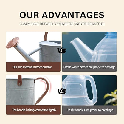 Metal Watering Can, One Gallon Watering Cans Stainless Steel for Outdoor Indoor Garden Plants Watering (Zinc 1 Gallon)