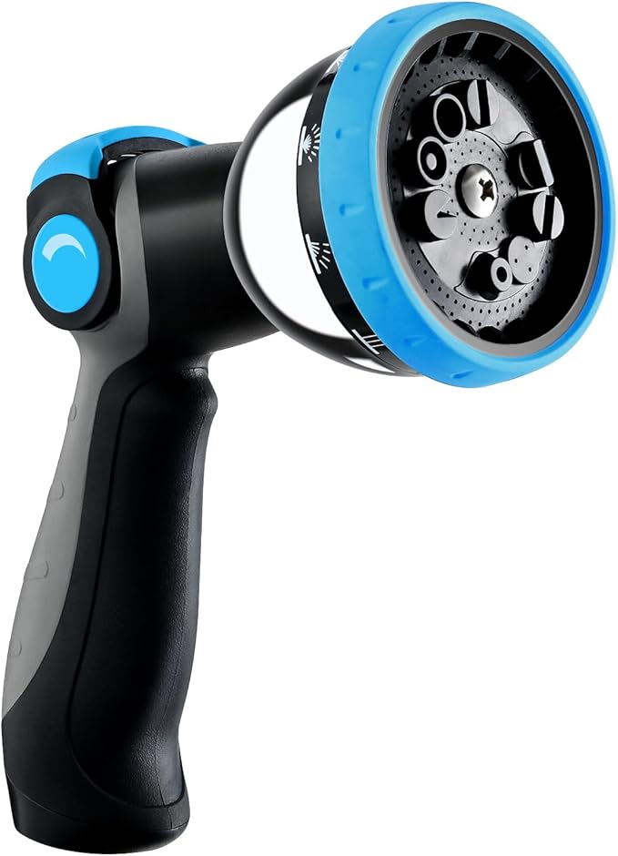 Garden Hose Nozzle, Heavy-Duty Water Hose Sprayer Nozzle with 10 Spray Patterns, Ergonomic Non-Slip Grip, Leak-Free Design, Fits All Standard Garden Hoses for Watering, Car Washing, Cleaning
