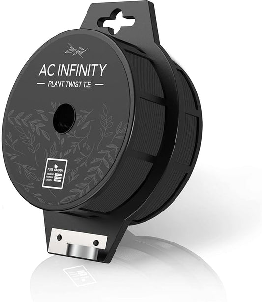 AC Infinity Twist Ties with Built-in Cutter, 100m (328 ft.) All-Purpose Reusable Black Wire Plant Ties, for Gardening, Plant Support, and Home Office Organization