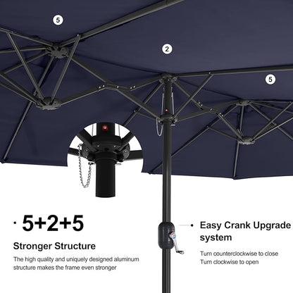 MASTERCANOPY Patio Outdoor Umbrella,15FT Double Sided Large Umbrella with Base