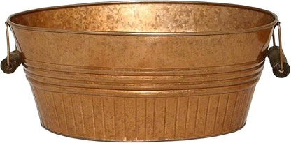 Headwind Vintage Collection 14-Inch New Penny Oval Galvanized Tub with Handles – Metal Wash Basin Planter - Galvanized Metal Tub for Indoor & Outdoor Use by Robert Allen