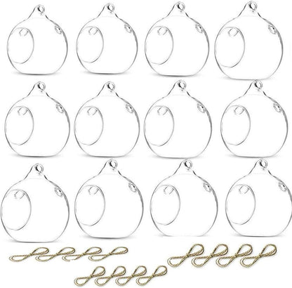 12 Pcs 3.15"/ 8cm Hanging Candle Holder Glass Globes for Candles, Air Plant Holders Terrarium Hanging Tea Lights Candle Holder Home Wedding Party Tree Decoration