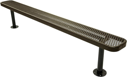 Heavy-Duty Outdoor Bench Thermoplastic Coated, Expanded Metal, Commercial-Grade Seating, Made in America (Surface Without Back, 8 Ft, Textured Gold Vein)