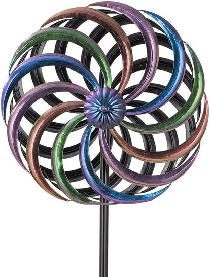 DREAMYSOUL Wind Spinner Outdoor, 13 Inches Dia Rainbow Metal Kinetic Wind Spinners, Dual Wind Spinners for Yard Garden Outside Patio Lawn Decor