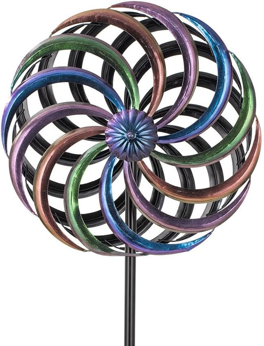 DREAMYSOUL Wind Spinner Outdoor, 13 Inches Dia Rainbow Metal Kinetic Wind Spinners, Dual Wind Spinners for Yard Garden Outside Patio Lawn Decor