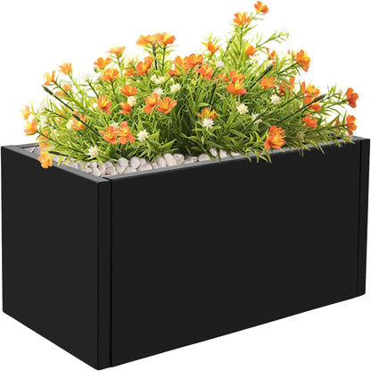 25" L x12 W x12 H Metal Flower Boxes Planter Boxes Outdoor Raised Garden Bed Indoor Outdoor Planting Bed Black Rectangle Planter Box for Patios Lawn Yard Decor Storage