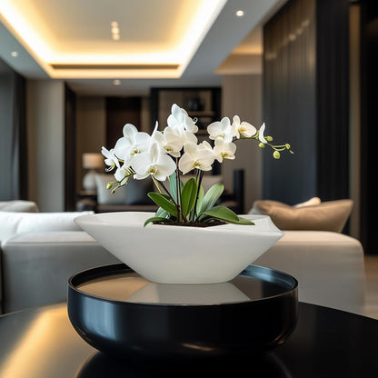 Bonsai Planter Pot - 12 Inch Ceramic Plant Pot for Indoor Plants Outdoor Decorative Flower Pot Succulent Planter with Drainage Hole Gray