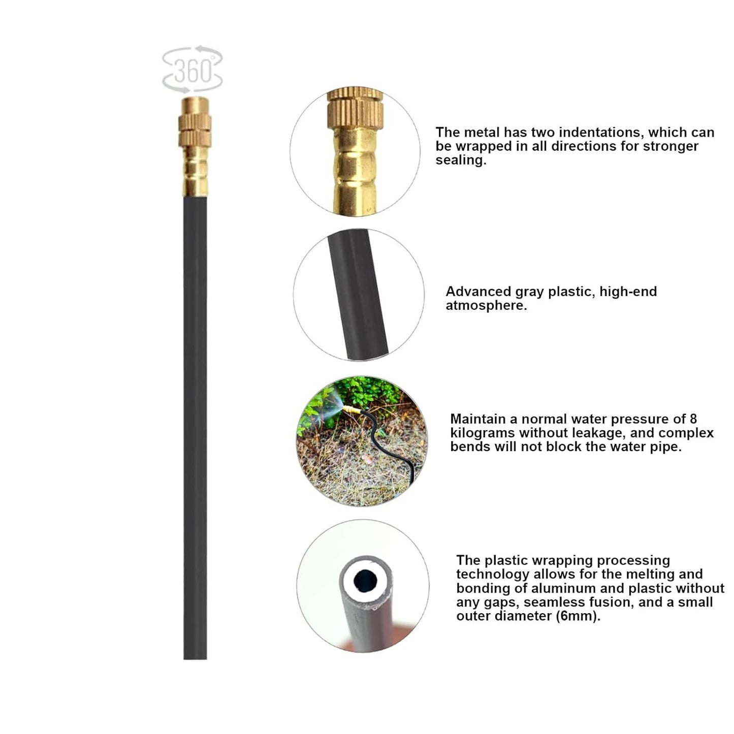 New drip Irrigation kit, Automatic Garden Watering System, Quick Connector and 360-degree Bending Dropper atomizing Copper Nozzle, Garden Plant Lawn Courtyard Watering System. (20 Spray nozzles)