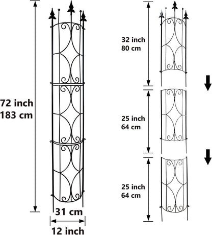 Garden Trellis 2 Pack 72'' H x 12'' W Metal Plant Trellis Indoor/Outdoor Metal Garden Trellis Plant Trellis for Potted Plants Climbing Houseplants Flowers