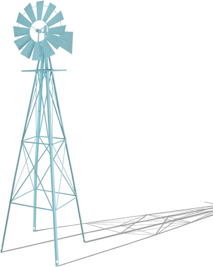 Outvita 8FT Ornamental Windmill for Yard, Heavy Duty Durable Metal Weather Vane Garden Decoration Weather Resistant for Garden, Farm, Seaside