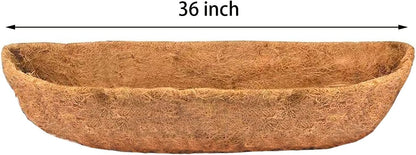 2 Pcs Garden Coconut Planter Liner - Preformed Window Box Natural Trough Coco Coir Mats (36 Inch)