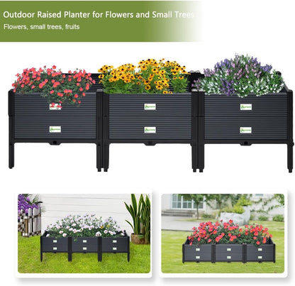 Indoor & Outdoor 2-Tier Stackable Garden Bed – Drainage Planter Box, Thickened for Enhanced Load-Bearing, Great for Veggies, Herbs, Flowers & Entryway Decor(Triple Row)